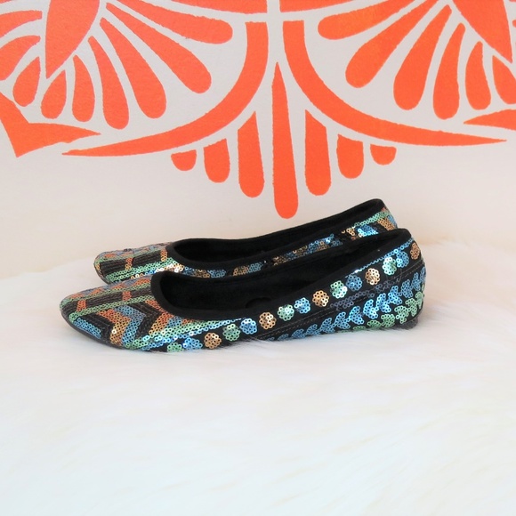 CL by Laundry Shoes - CL Laundry Blue Green Aztec Sequin Flats